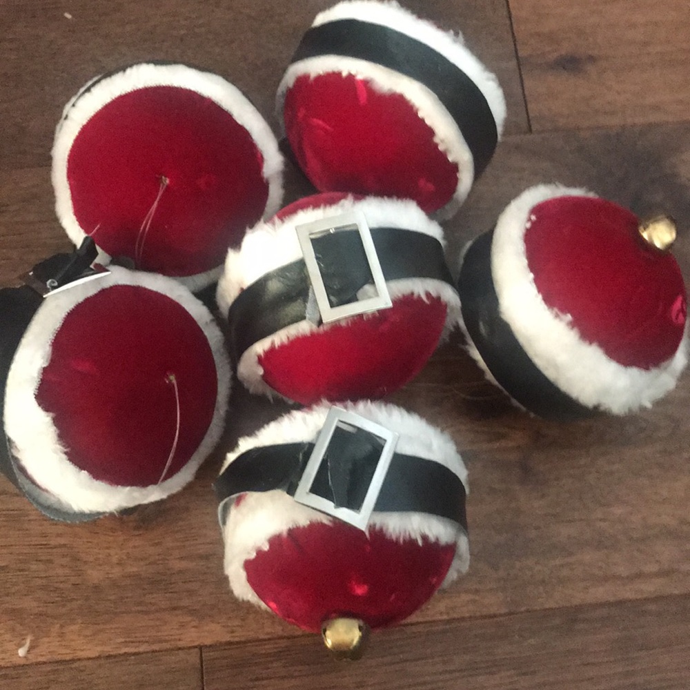 6 Santa bell balls with hangers